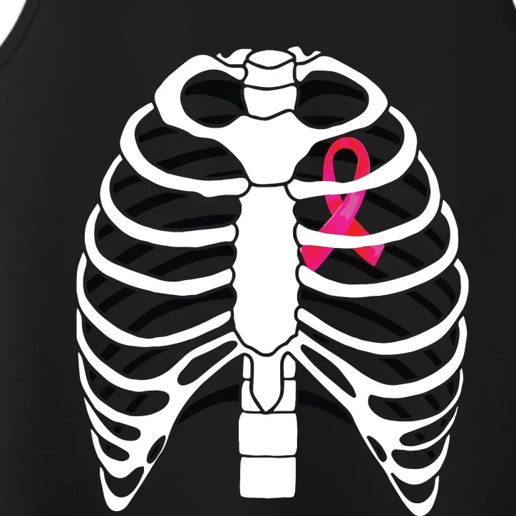 Pink Ribbon Skeleton Chest Breast Cancer Awareness Halloween Performance Tank