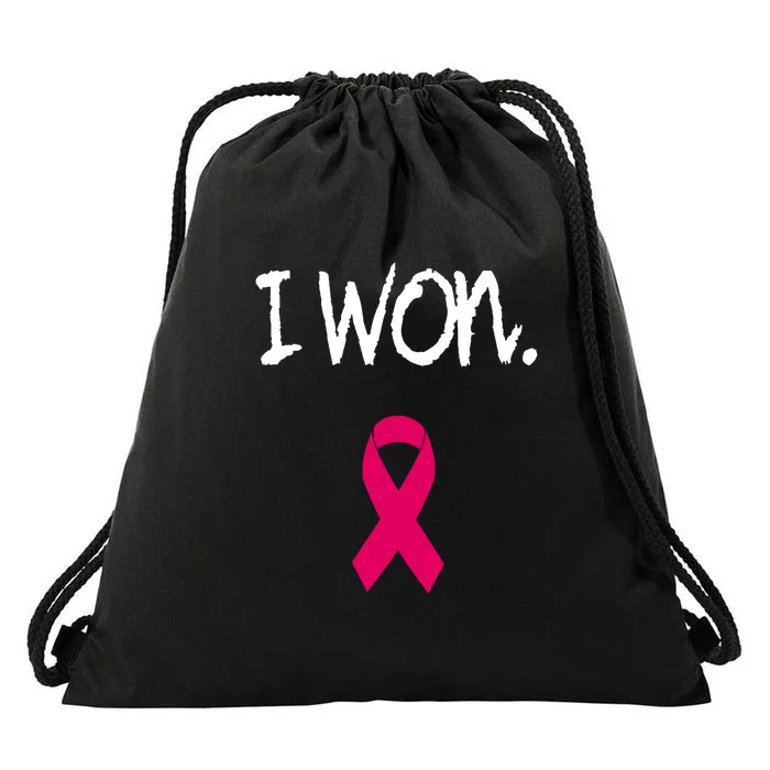 Pink Ribbon Survivor Breast Cancer Awareness Gift Drawstring Bag