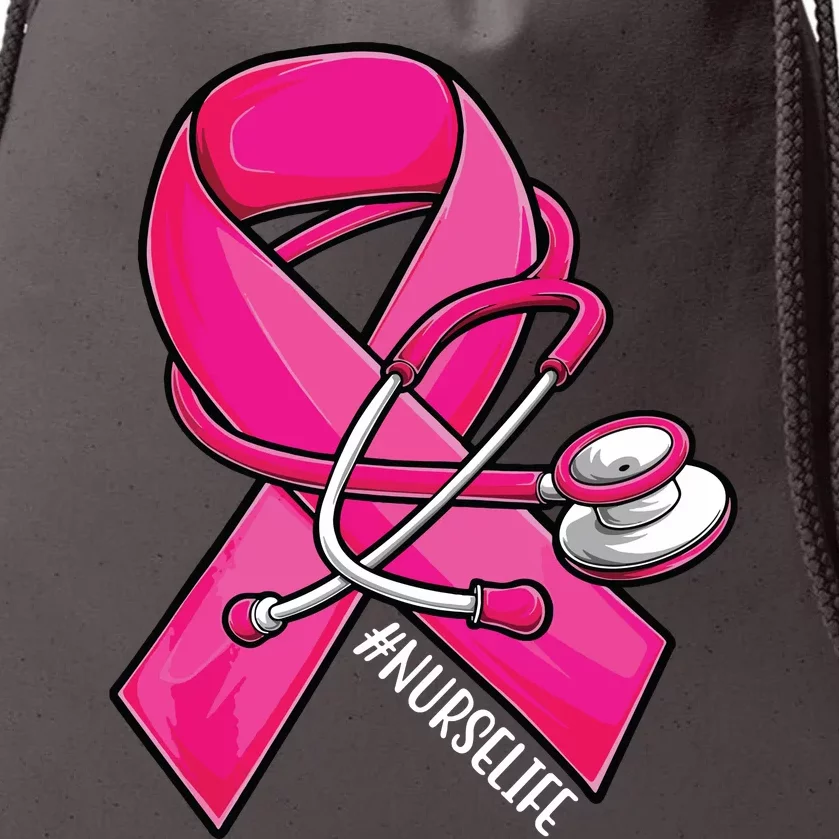 Pink Ribbon Stethoscope Nurse Life Breast Cancer Awareness Drawstring Bag