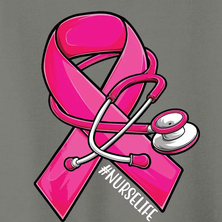 Pink Ribbon Stethoscope Nurse Life Breast Cancer Awareness Toddler T-Shirt