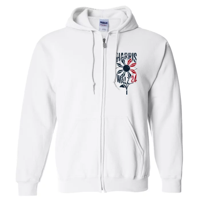 Patriotic Retro Sunflower Full Zip Hoodie