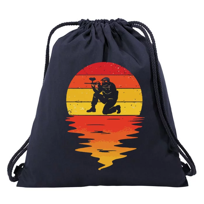 Paintball Retro Sunset 70s Vintage Paintball Drawstring Bag