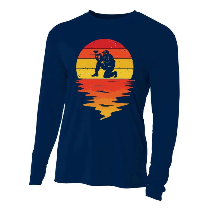 Paintball Retro Sunset 70s Vintage Paintball Cooling Performance Long Sleeve Crew