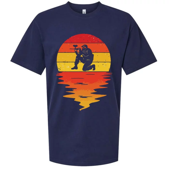 Paintball Retro Sunset 70s Vintage Paintball Sueded Cloud Jersey T-Shirt