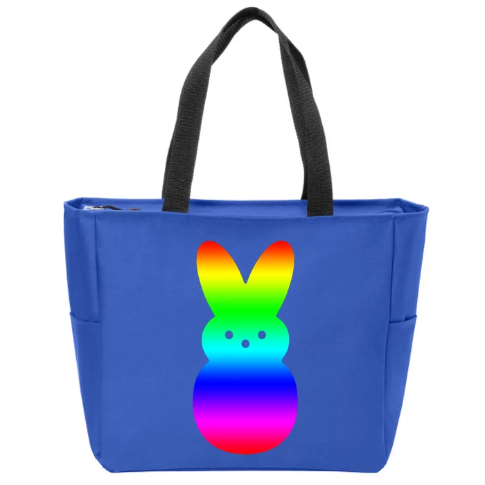 Peeps Rainbow Striped Gift Bunny Peep Gift Zip Tote Bag