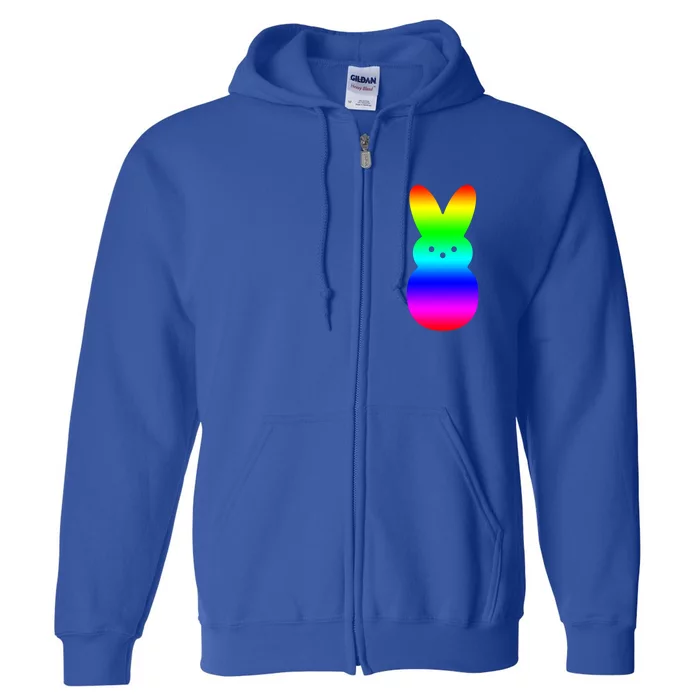 Peeps Rainbow Striped Gift Bunny Peep Gift Full Zip Hoodie