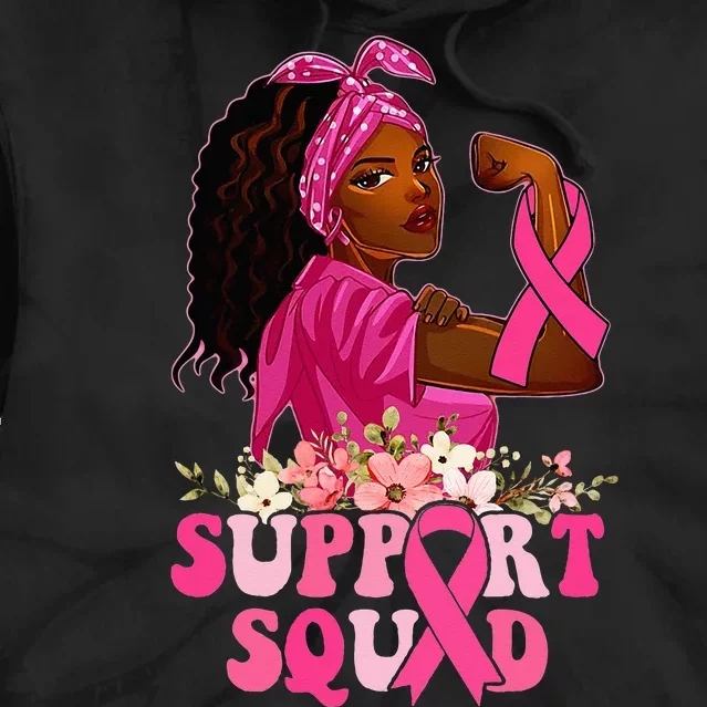 Pink Ribbon Strong  Support Squad Breast Cancer Tie Dye Hoodie