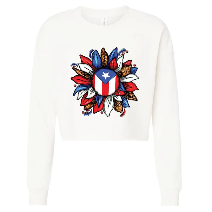 Puerto Rico Sunflower Cropped Pullover Crew