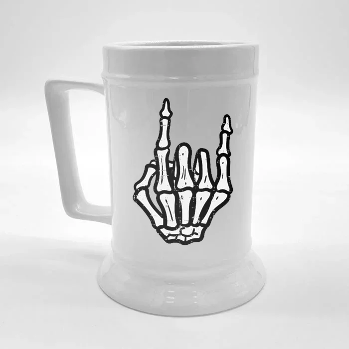 Punk Rock Skeleton Cool Rocker Halloween Front & Back Beer Stein