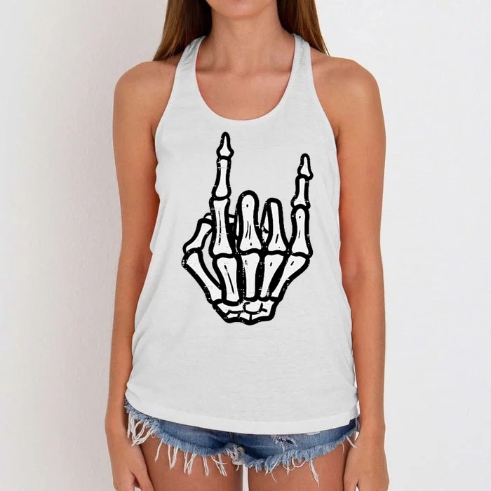 Punk Rock Skeleton Cool Rocker Halloween Women's Knotted Racerback Tank