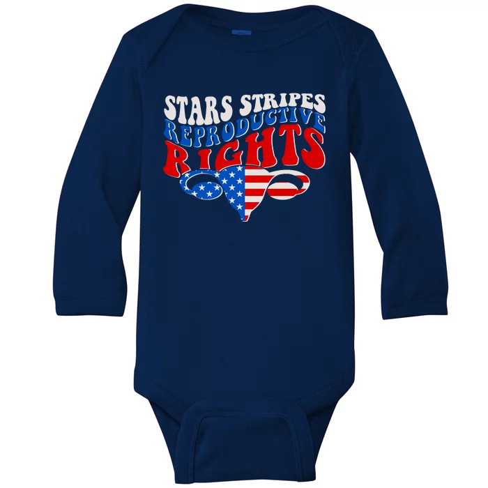 Pro Roe Stars Stripes Reproductive Rights Baby Long Sleeve Bodysuit