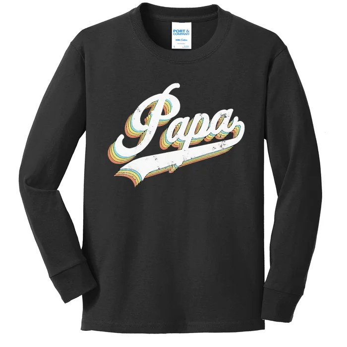 Papa Retro Style Father’s day gift for Funny Papa Grandpa Kids Long Sleeve Shirt