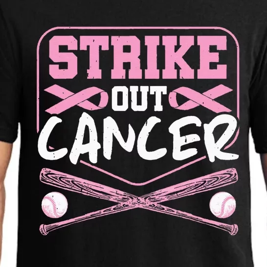 Pink Ribbon Strike Out Cancer Baseball Pajama Set