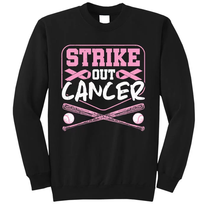 Pink Ribbon Strike Out Cancer Baseball Tall Sweatshirt