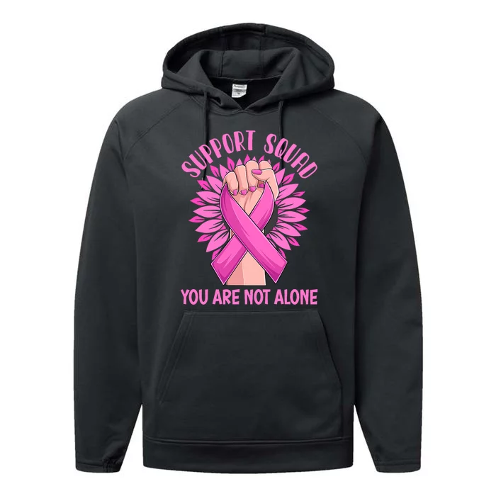 Pink Ribbon Strong Support Squad Breast Cancer Gifts Performance Fleece Hoodie