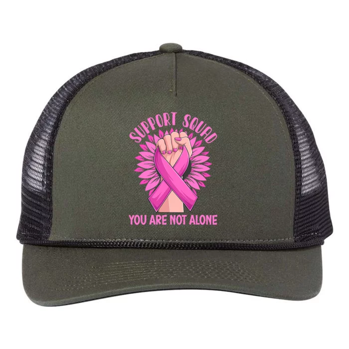 Pink Ribbon Strong Support Squad Breast Cancer Gifts Retro Rope Trucker Hat Cap