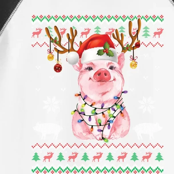 Pig Reindeer Santa Xmas Light Ugly Sweater Christmas Funny Gift Cool Gift Toddler Fine Jersey T-Shirt