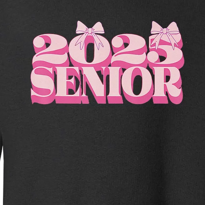 Pink Retro Senior 2025 Coquette Bow Graduation Class Of 2025 Toddler Sweatshirt