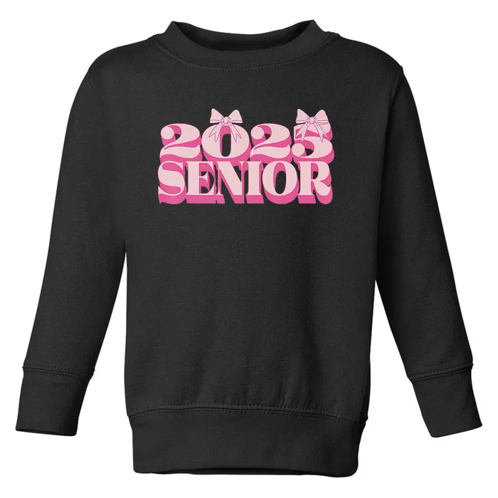 Pink Retro Senior 2025 Coquette Bow Graduation Class Of 2025 Toddler Sweatshirt