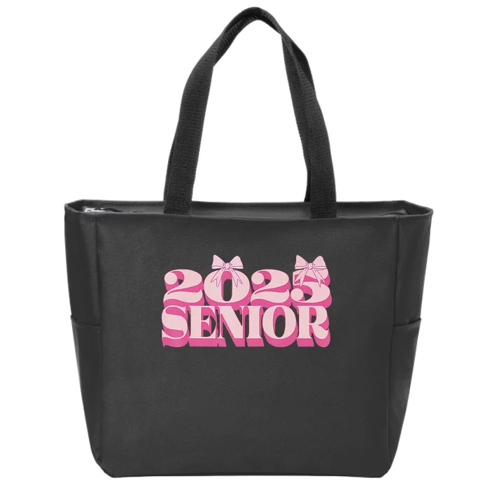 Pink Retro Senior 2025 Coquette Bow Graduation Class Of 2025 Zip Tote Bag