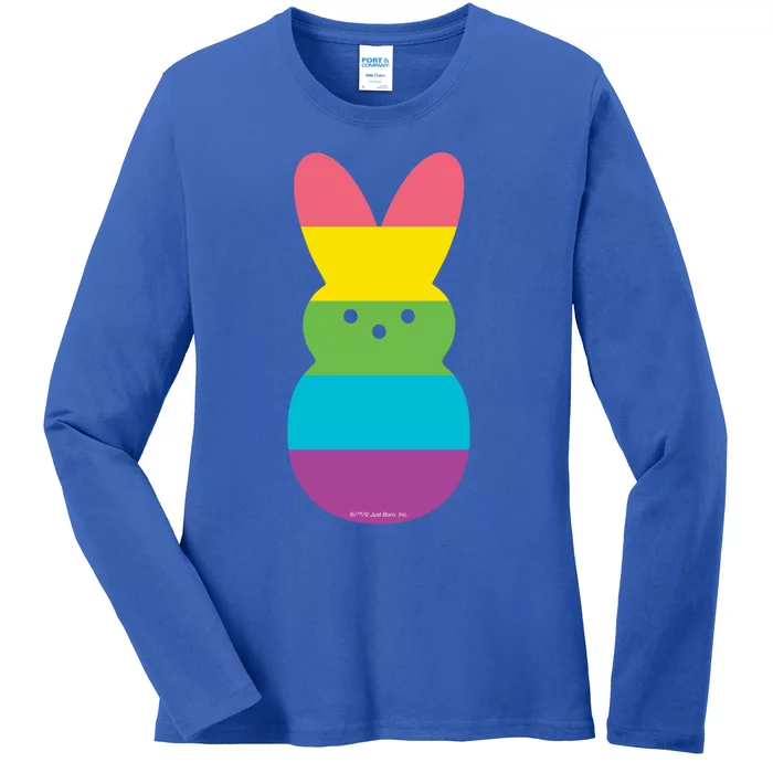 Peeps Rainbow Striped Bunny Peep Gift Ladies Long Sleeve Shirt