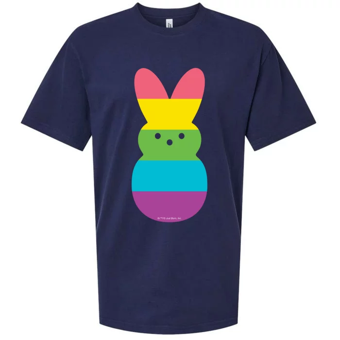 Peeps Rainbow Striped Bunny Peep Gift Sueded Cloud Jersey T-Shirt