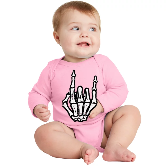 Punk Rock Skeleton Cool Rocker Halloween Baby Long Sleeve Bodysuit