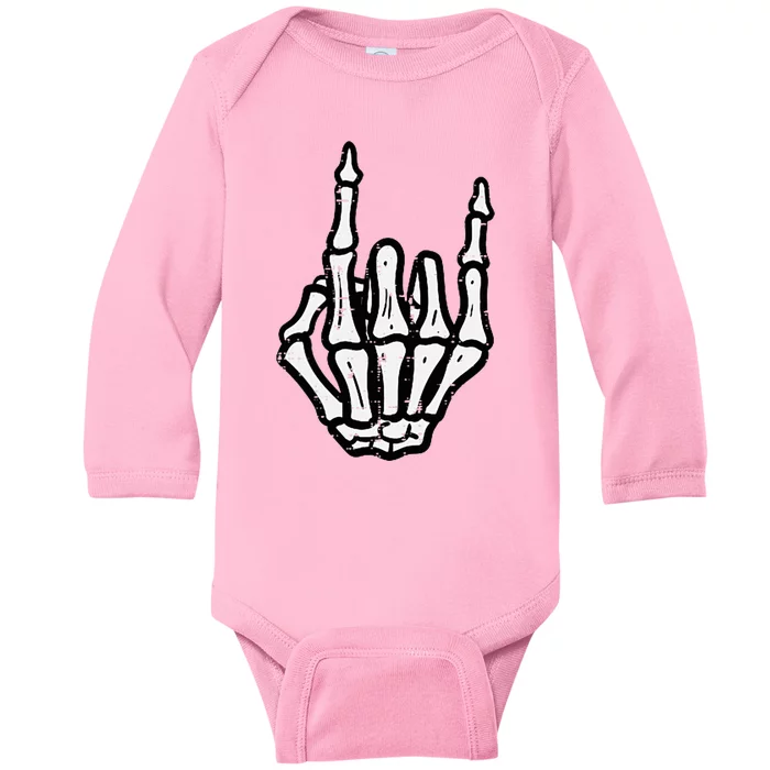 Punk Rock Skeleton Cool Rocker Halloween Baby Long Sleeve Bodysuit