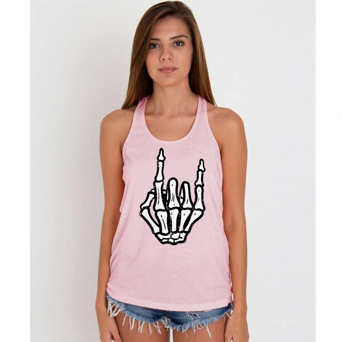 Punk Rock Skeleton Cool Rocker Halloween Women's Knotted Racerback Tank