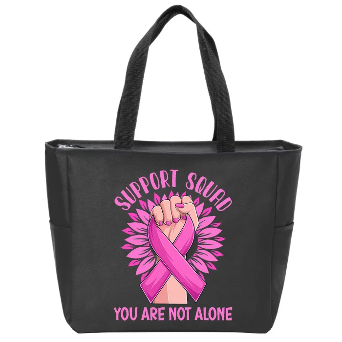 Pink Ribbon Strong Support Squad Breast Cancer Gifts Zip Tote Bag