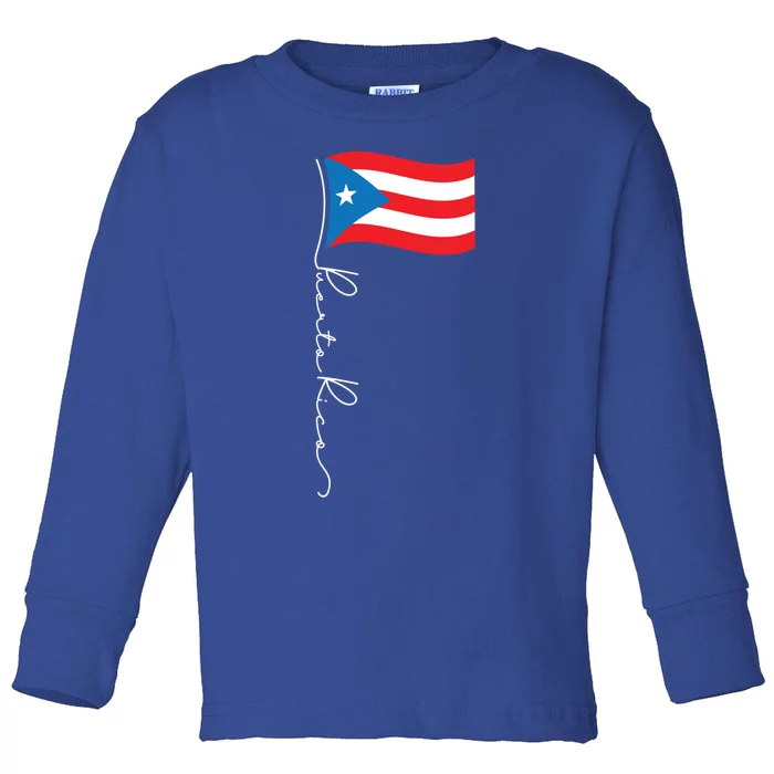 Puerto Rico Signature Flag Pole Cool Gift Patriotic Puerto Rican Gift Toddler Long Sleeve Shirt