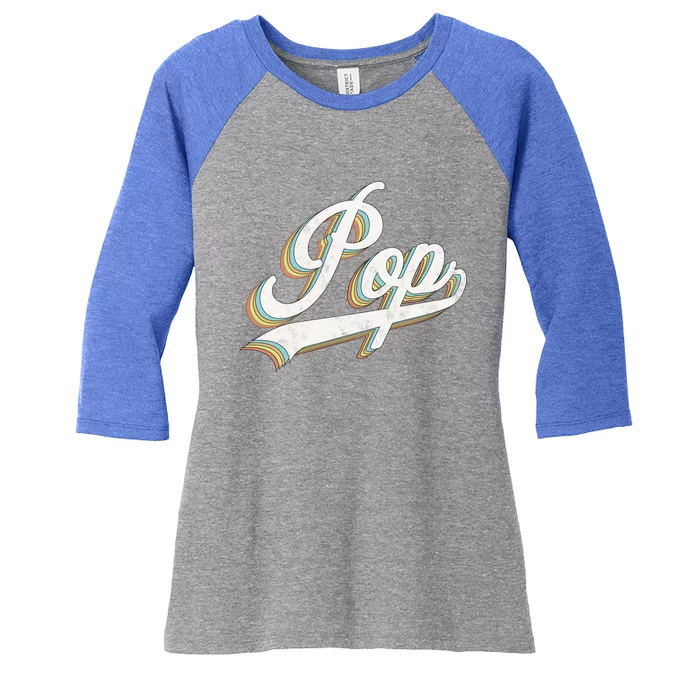 Pop Retro Style Father’S Day Gift For Funny Grandpa Pop Gift Women's Tri-Blend 3/4-Sleeve Raglan Shirt