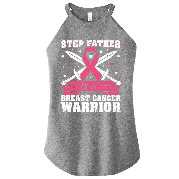 Pink Ribbon Step Father Of A Breast Cancer Warrior Gift Women’s Perfect Tri Rocker Tank