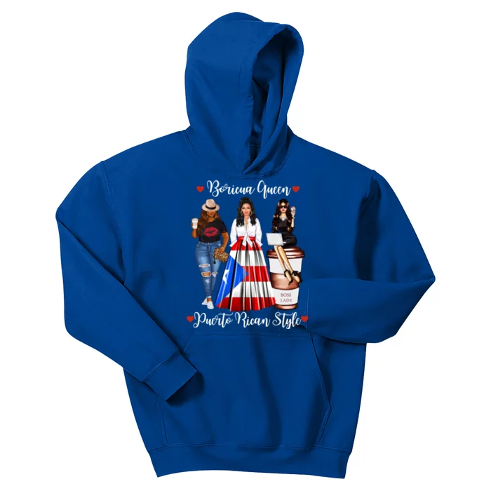 Puerto Rican Style Boricua Queen Mom Puerto Rico Gift Kids Hoodie