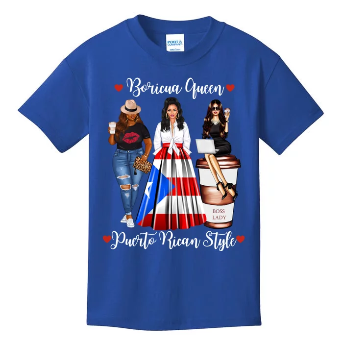 Puerto Rican Style Boricua Queen Mom Puerto Rico Gift Kids T-Shirt