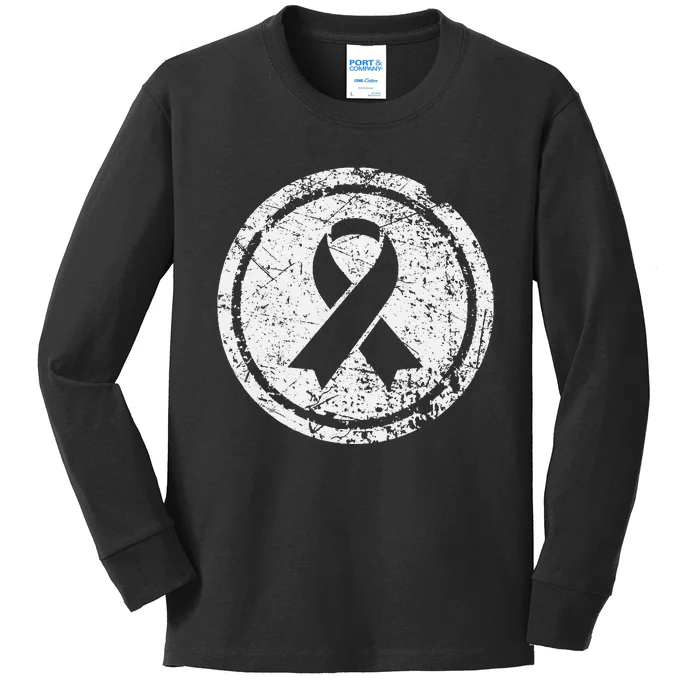 Purple Ribbon Support Survivors Domestic Violence Awareness Kids Long Sleeve Shirt