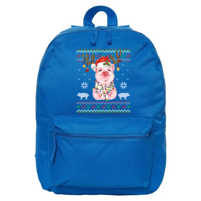 Pig Reindeer Santa Xmas Light Ugly Sweater Christmas Funny Gift Cool Gift 16 in Basic Backpack