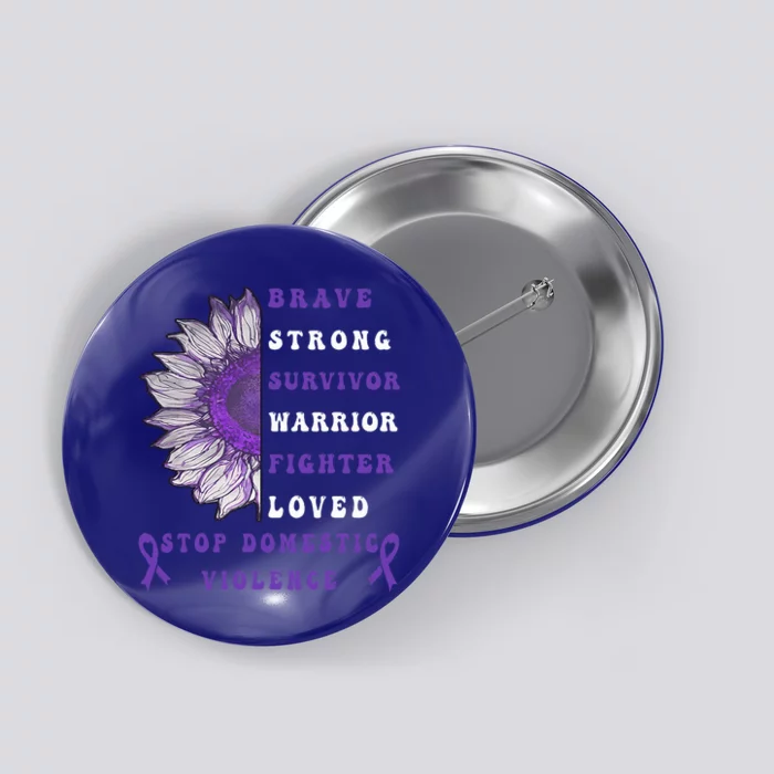 Purple Ribbon Support Survivors Domestic Violence Awareness Button