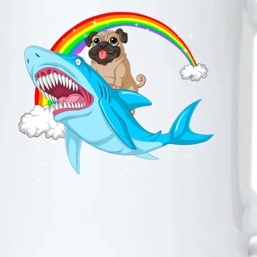 Pug Riding Shark Black Color Changing Mug