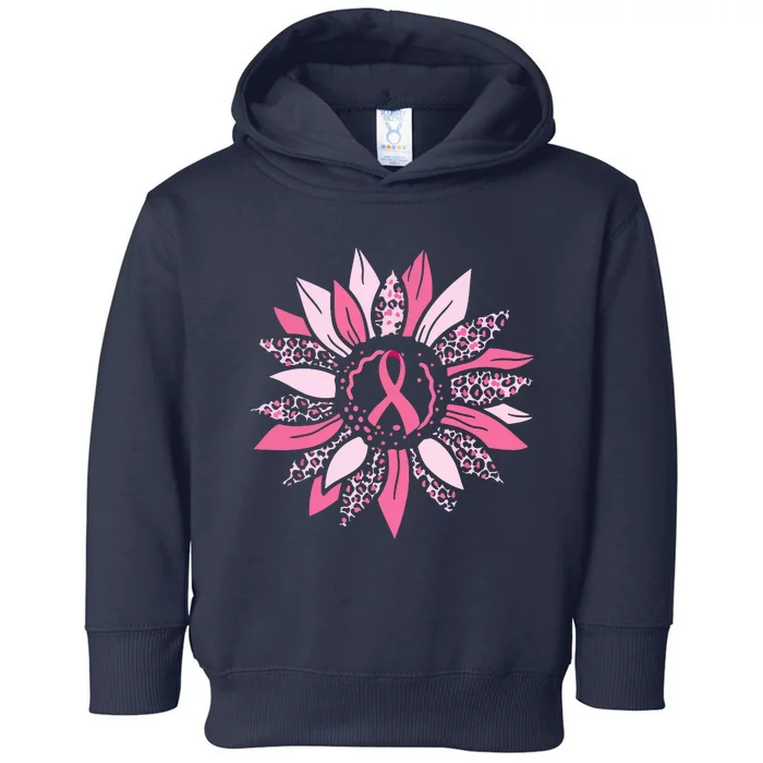 Pink Ribbon Sunflower Breast Cancer Awareness Warrior Gift Toddler Hoodie