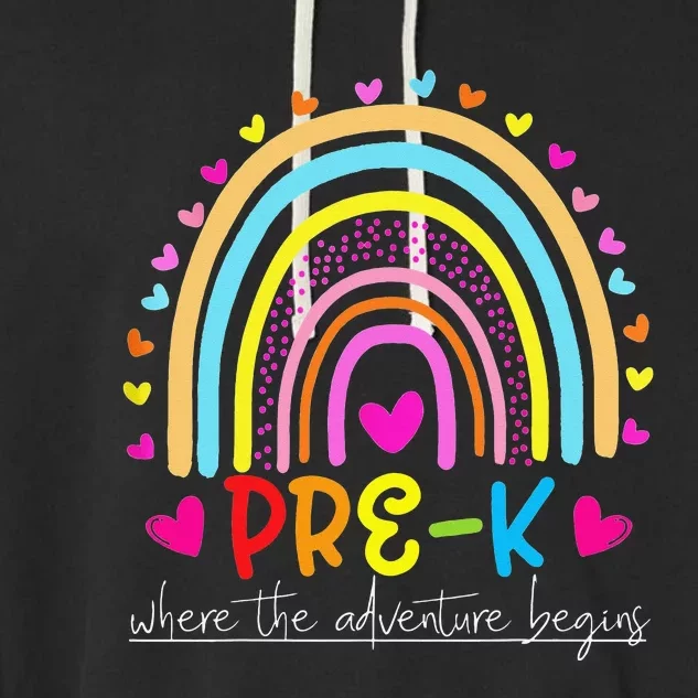 PreK rainbow teacher team PreK squad Garment-Dyed Fleece Hoodie