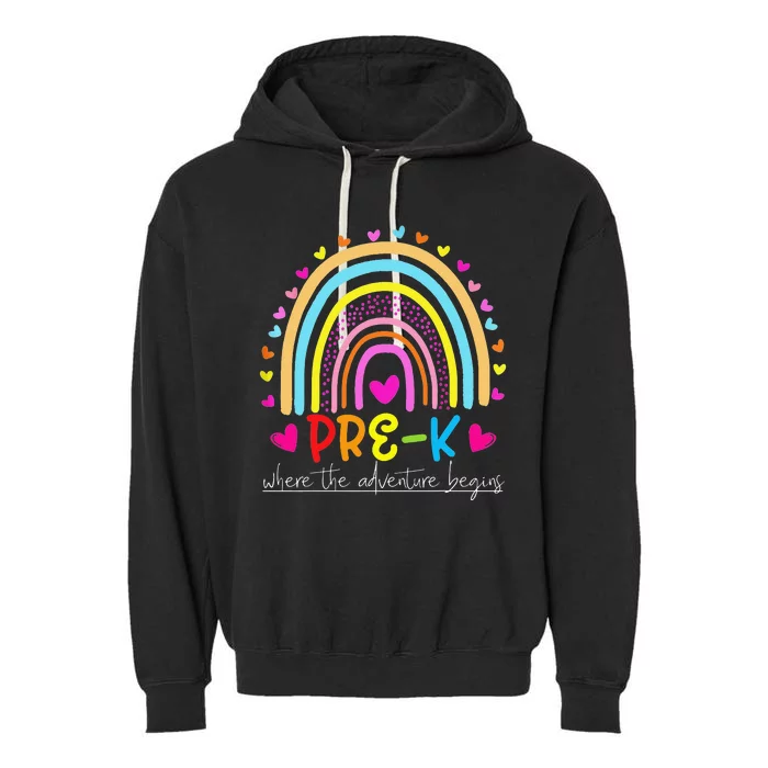 PreK rainbow teacher team PreK squad Garment-Dyed Fleece Hoodie