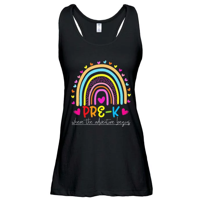 PreK rainbow teacher team PreK squad Ladies Essential Flowy Tank