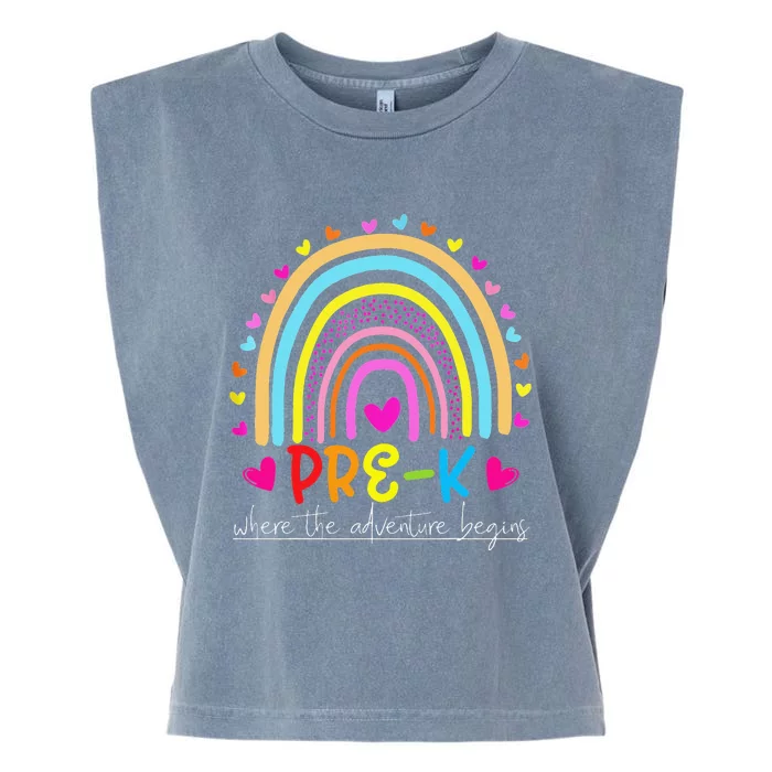 PreK rainbow teacher team PreK squad Garment-Dyed Women's Muscle Tee