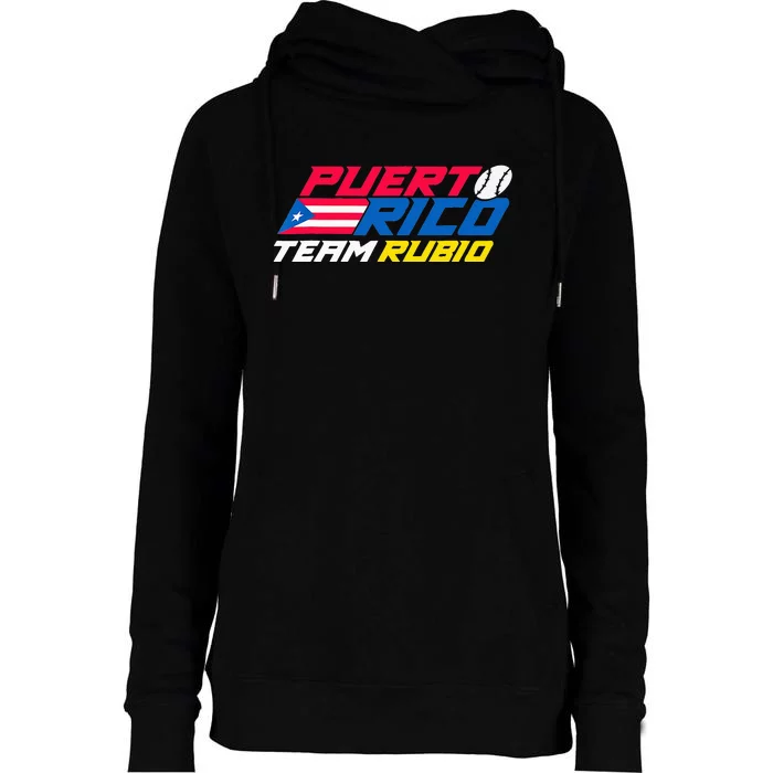 Puerto Rico - Team Rubio - Baseball Flag Womens Funnel Neck Pullover Hood