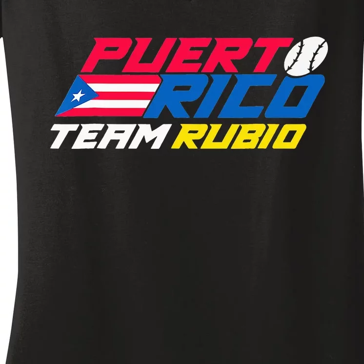 Puerto Rico - Team Rubio - Baseball Flag Women's V-Neck T-Shirt