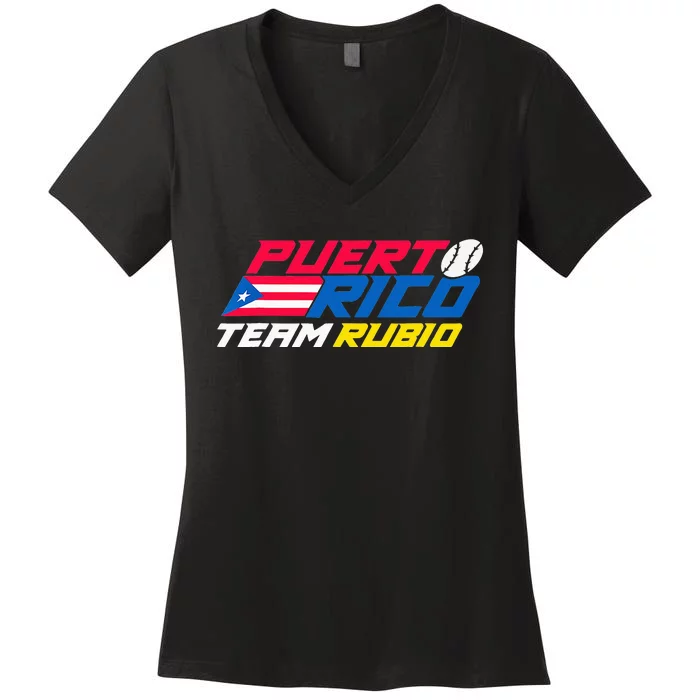 Puerto Rico - Team Rubio - Baseball Flag Women's V-Neck T-Shirt