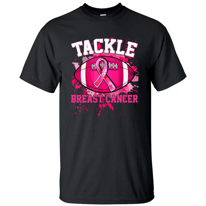 Pink Ribbon Tackle Football Breast Cancer Awareness Gift Tall T-Shirt