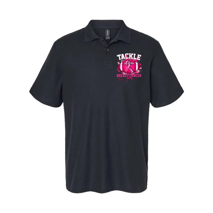 Pink Ribbon Tackle Football Breast Cancer Awareness Gift Softstyle Adult Sport Polo