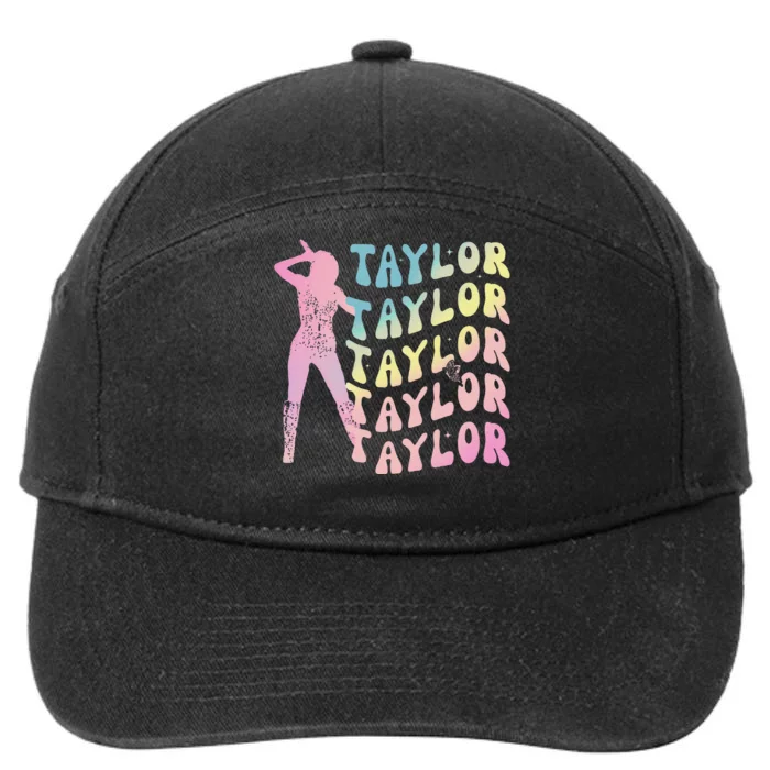 Personalized Retro Taylor First Name Groovy Birthday 7-Panel Snapback Hat